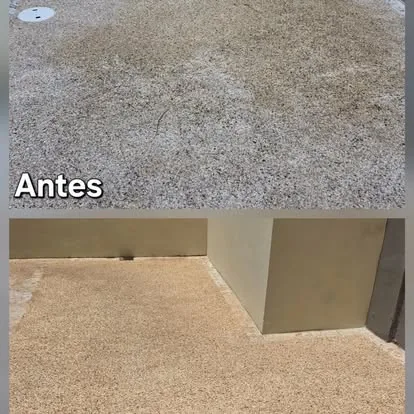 Antes y después de un piso de terrazo restaurado por PFS
